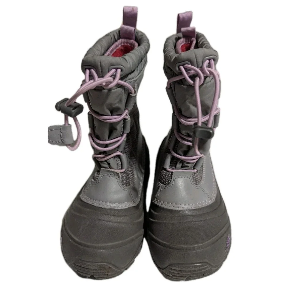 The North Face‎ Kids Snow Boots Girls Sz 1 Gray Pink Waterproof Insulated Winter